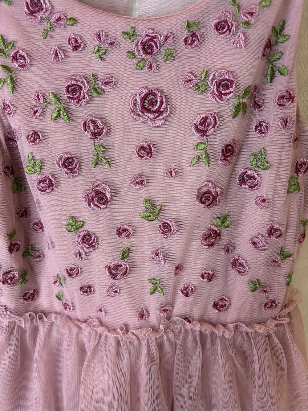 Cat & Jack Girls Mauve Embroidered Floral Tulle Flower Girl Party Dress Size 8 - Picture 4 of 12
